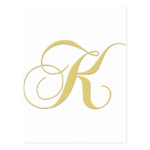 Goldener Single des Monogramm-Buchstabe-K Postkarte