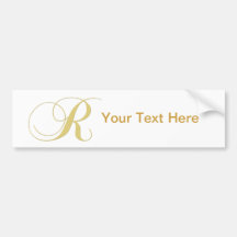 Goldener Single des Monogramm-Buchstabe-R Auto Aufkleber