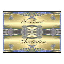 Goldenes blaues metallisches Party-formale Einladu