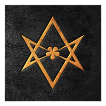 Goldenes Thelemic Unicursal Hexagram-Schwarz-Leder Fotografische Drucke