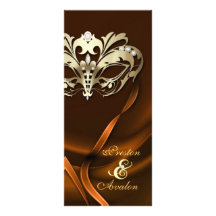 Goldmaskerade-Orange Jeweled Wedding Programm Bedruckte Werbekarte