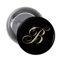 Goldmonogramm-Buchstabe B Button