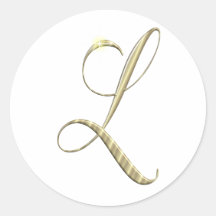 Goldmonogramm-Initiale L Runder Aufkleber