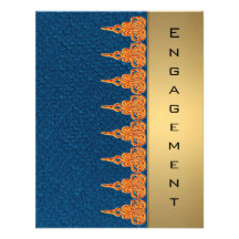 Goldorange blaue Verlobungseinladung