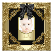 Goldschwarze Baby-Foto-Geburts-Mitteilung Personalisierte Ankündigung