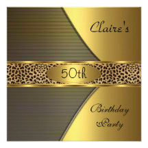 Goldschwarzer Leopard laden 50. Geburtstags-Party  Einladungen