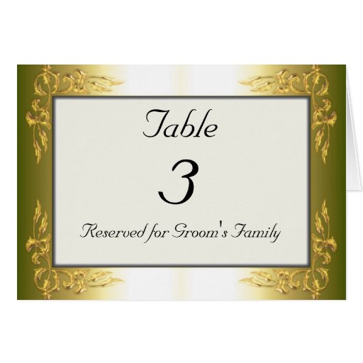 Goldtone Wedding Tischnummer-Karte