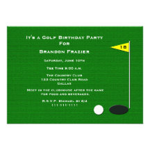 Golf-Geburtstags-Party Einladung -- 18. Golf-Loch