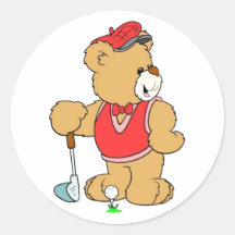 Golf-ProTeddybär Runde Sticker