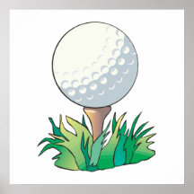 Golfball, der auf Golft-stück sitzt Plakate