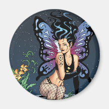 Gothic Fairy Grave Sitting with Tears by Al Rio Fridge Magnets