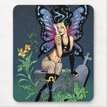 Gothic Fairy Grave Sitting with Tears by Al Rio Mousepad