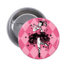 Gotische Ballerina im Rosa Anstecknadelbutton