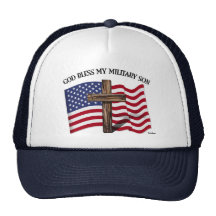 GOTT SEGNEN MEINEN MILITÄRsohn, schroffes Kreuz u. Baseballmütze