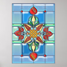 Granatapfel-Buntglas-Quadrate Posterdrucke