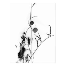 Gras und Blätter im Schnee Postkarte