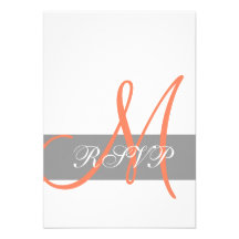 Graue orange Monogramm-Hochzeit UAWG Karte Individuelle Einladungen
