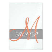 Graue orange Monogramm-Namen Hochzeit UAWG Karten- Einladungen