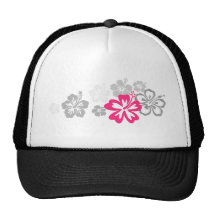 Graue und rosa Hibiskusentwürfe Baseballkappen