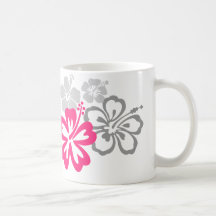 Graue und rosa Hibiskusentwürfe Kaffeehaferl