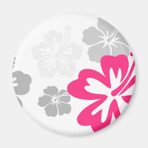 Graue und rosa Hibiskusentwürfe Kühlschrankmagnet