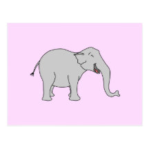 Grauer lachender Elefant. Karikatur Postkarten