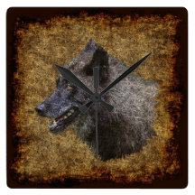 Grauer Wolf-Gesicht Tier-Anhänger Kunst-Uhr