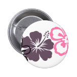 graues und rosa Hibiskus Hawaiianerthema Buttons