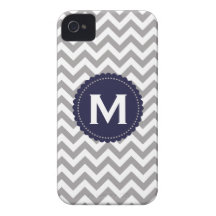 Graues Weiß-Monogramm-Zickzack Muster iPhone 4 Case-Mate Hüllen
