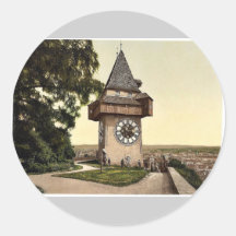 Graz, die Uhr, Steiermark, Austro-Ungarn klassisch Runde Sticker