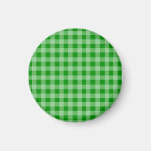 Green and Light Green Gingham Pattern Refrigerator Magnets