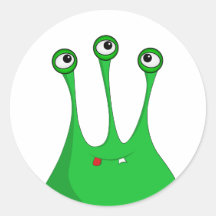 Green cartoon alien aufkleber