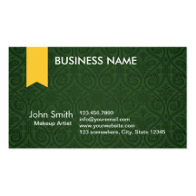 Green Damask Make-up Artist Business Card