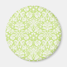 Green fancy damask pattern refrigerator magnets