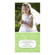 Green Floral Religious Photo Card