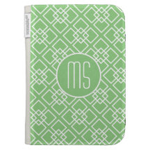 Green Geometric Monogram Pattern Case For Kindle