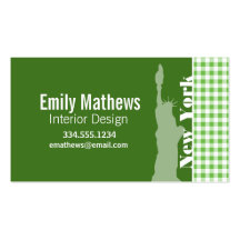 Green Gingham New York; Statue of Liberty Business Card