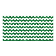 Green glitter chevrons personalized photo card