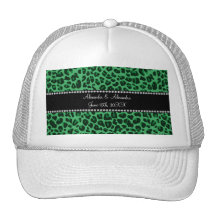 Green leopard pattern wedding favors mesh hats