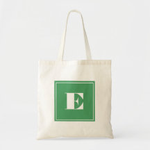 Green Monogram Tote Bag