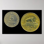 Griechische Drachmen-Münzen Plakatdruck