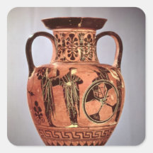 Griechische Schwarzzahl Amphora Quadratsticker