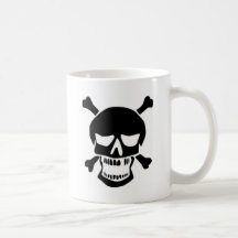 Grinsender Schädel u. Knochen Kaffeetassen