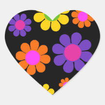 Groovy Retro Blumen-Power Sticker