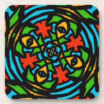 Groovy Retro Puzzlespiel abstrakt Cocktail Untersetzer