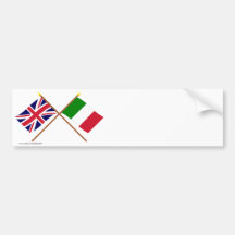 Großbritannien und Italien gekreuzte Flaggen Auto Aufkleber