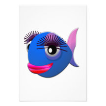 Große Eyelashes-Cartoon-Fische Individuelle Ankündigungskarte