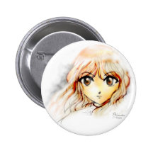 Großes kawaii Augen der Manga Anime-Mädchenskizze  Anstecknadelbuttons