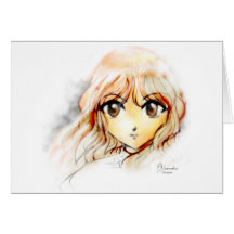 Großes kawaii Augen der Manga Anime-Mädchenskizze  Grußkarten