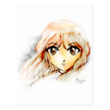 Großes kawaii Augen der Manga Anime-Mädchenskizze  Postkarten